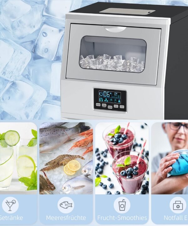 HOMCOM Eiswürfelmaschine Freistehender industrieller Eiswürfelbereiter mit digitaler Steuerung, 4 kg Eisspeicher, 30 kg,24 Stunden für Zuhause - Image 8