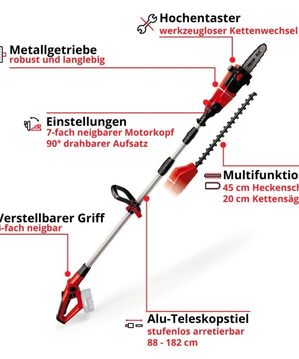 Einhell Garten-Multifunktionsgerät GE-HC 18 Li T Solo, ohne Akku und Ladegerät - Image 8