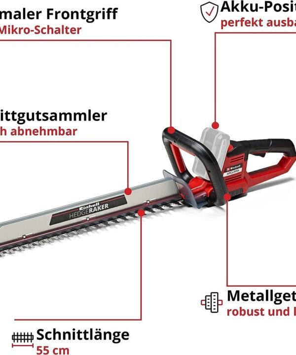 Einhell Akku-Heckenschere ARCURRA 18/55 mit Akku 2.5 Ah & Ladegerät 18V Power x-Change, Akku Strauchschere - Image 4